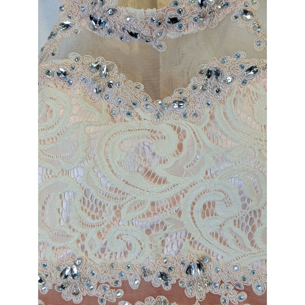 Cinderella Couture Girl size 14 Blush Pink Lace Rhinestone Formal Pageant Glam - Picture 10 of 16